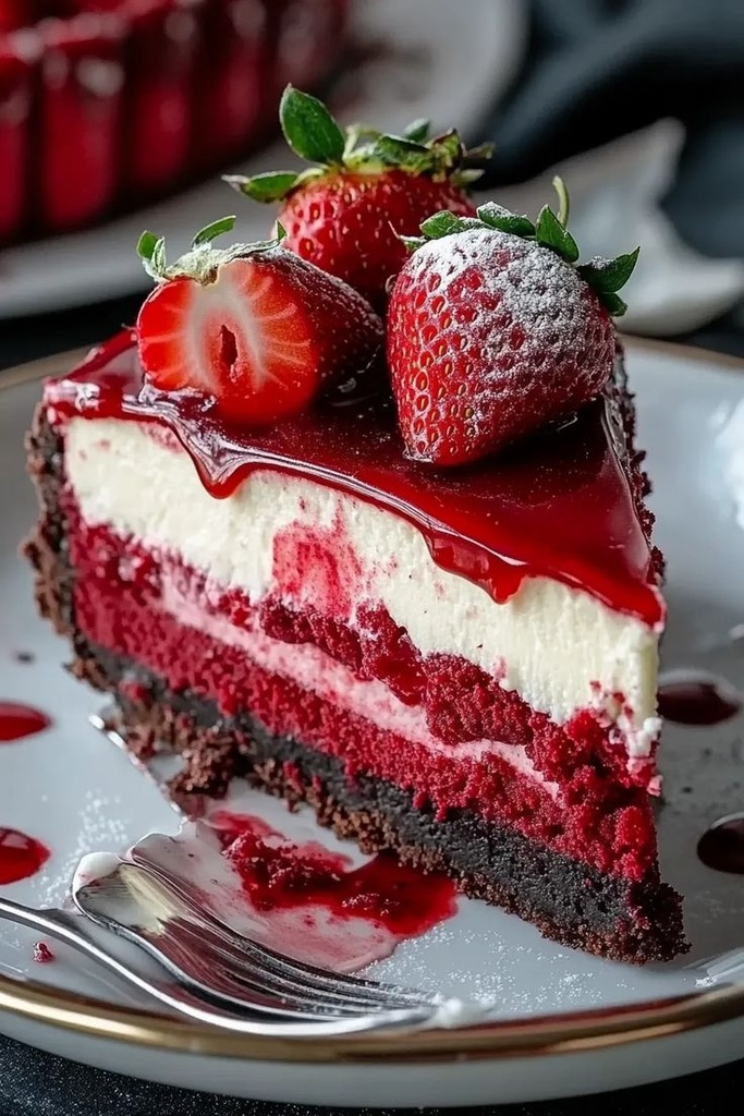 Red Velvet Strawberry Cheesecake